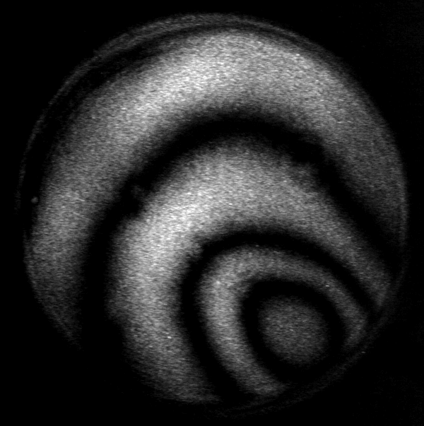 Example of Bimorp Deformable Mirror Response function measured with a Twyman-Green interferometer at l = 632.8 nm, 30 mm aperture.