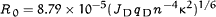 <IT>R</IT><SUB><IT>0</IT></SUB><IT>=8.79×10<SUP>−5</SUP></IT>(<IT>J</IT><SUB><IT>D</IT></SUB><IT>q</IT><SUB><IT>D</IT></SUB><IT>n</IT><SUP><IT>−4</IT></SUP><IT>&kgr;<SUP>2</SUP></IT>)<SUP><IT>1/6</IT></SUP>