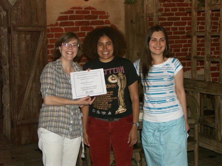 Marina receives Best talk award sponsored by Del Mar Photonics, from the IONS Moscow conference organizers Desiré Whitmore and Zuleykhan Tomova, Head of IONS-8 / Moscow